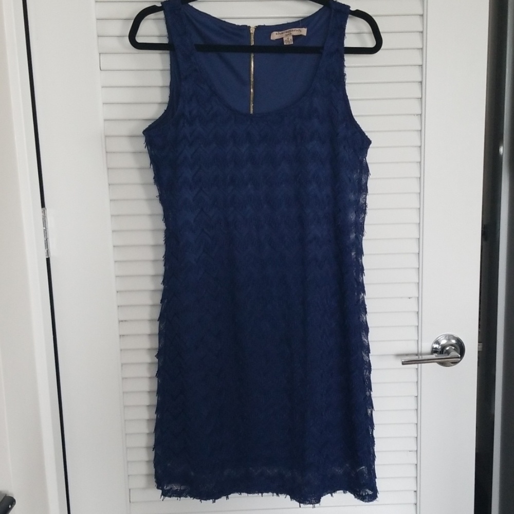 Navy Chevron Fringe Dress